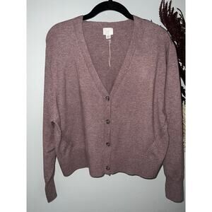 A New Day NWOT taupe v-neck knit cardigan sweater viscose blend Women’s size S